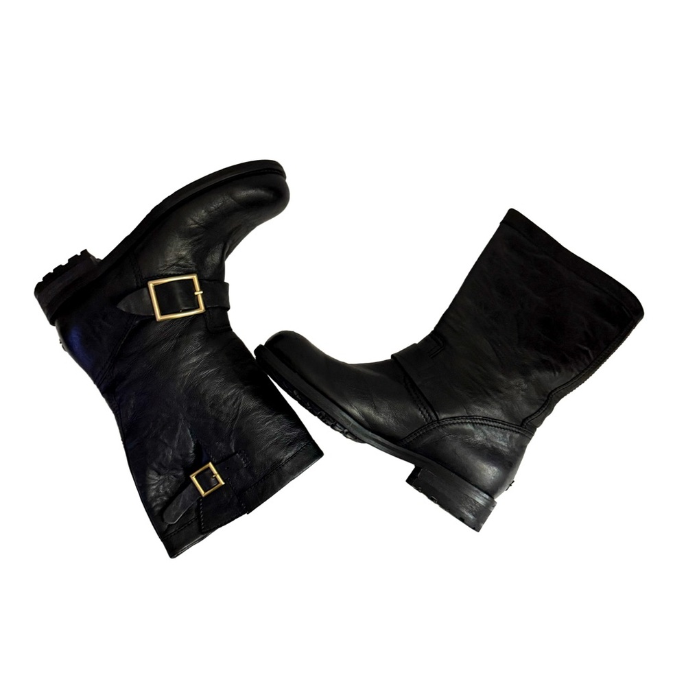 JIMMY CHOO Edgy Black Leather Moto  Ankle Boot Size US 7 EU37 - Picture 5 of 15